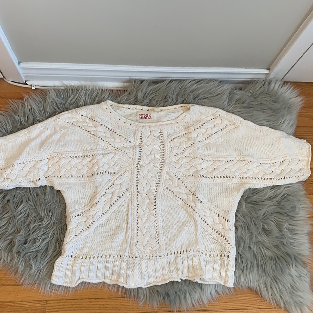 Cotton/Wool Blend Sweater with 3/4 sleeves